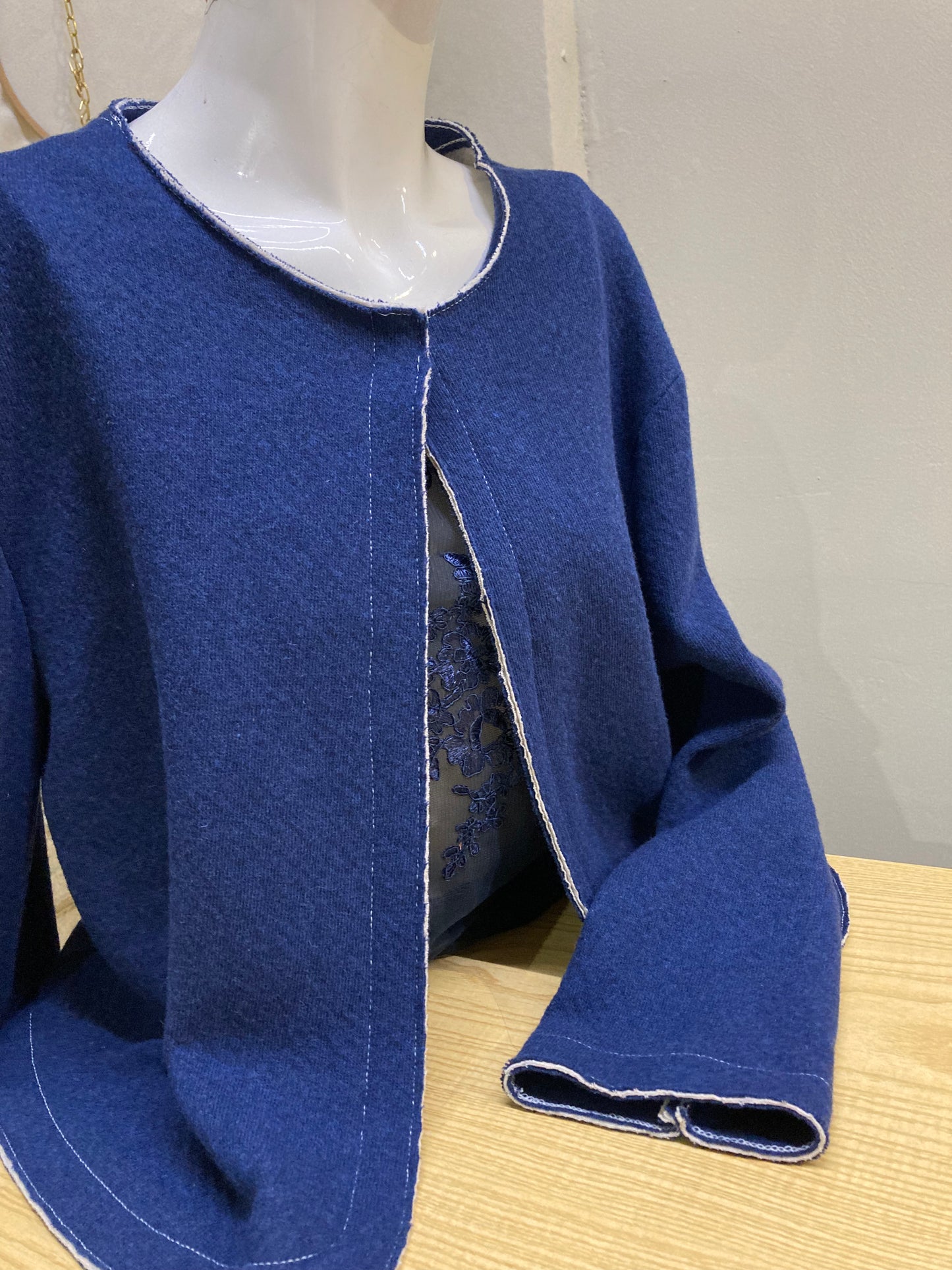 Cardigan in maglina blu